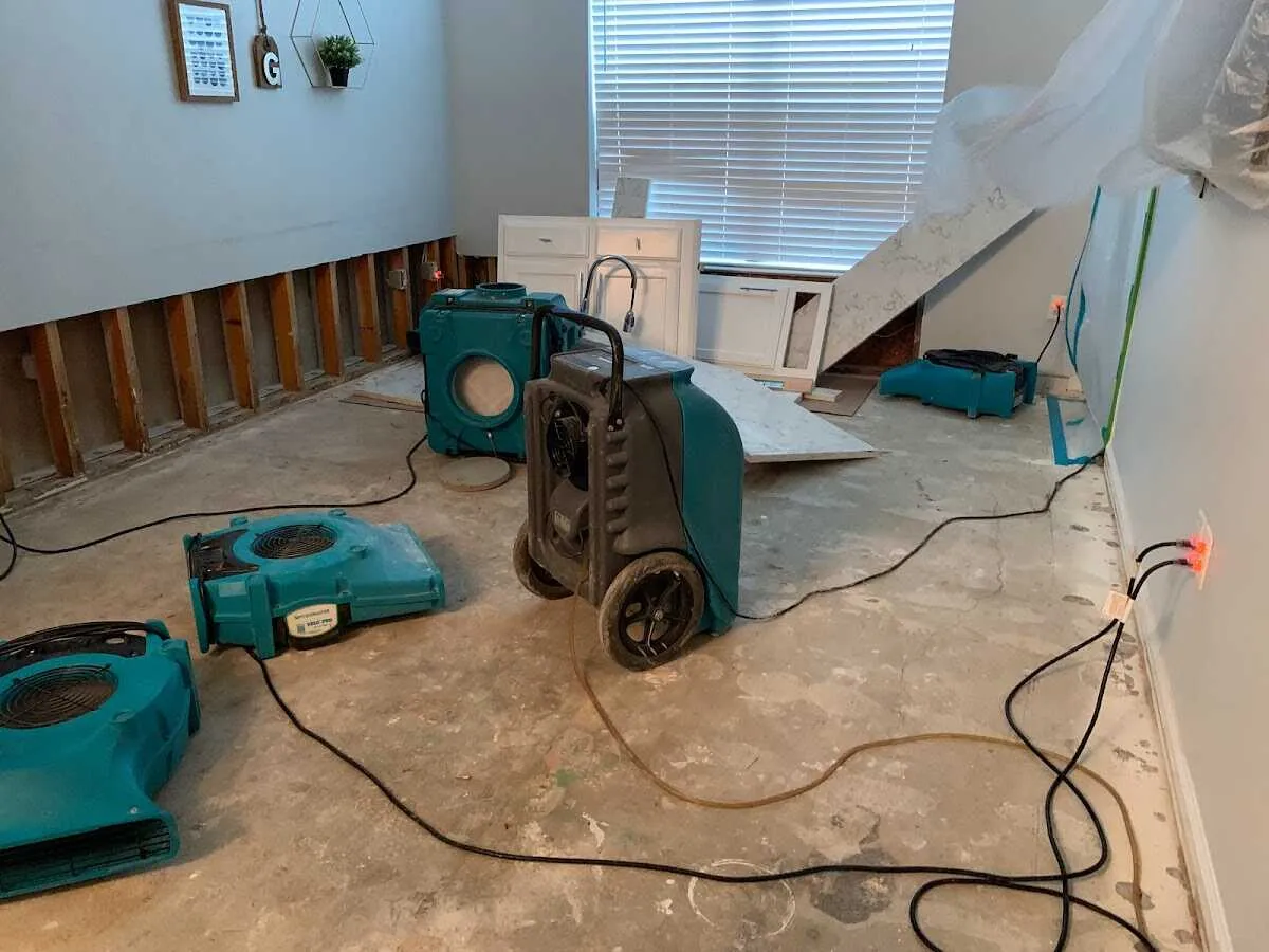 Dehumidifier in flood-cut room for Water Extraction & Removal in Rodeo